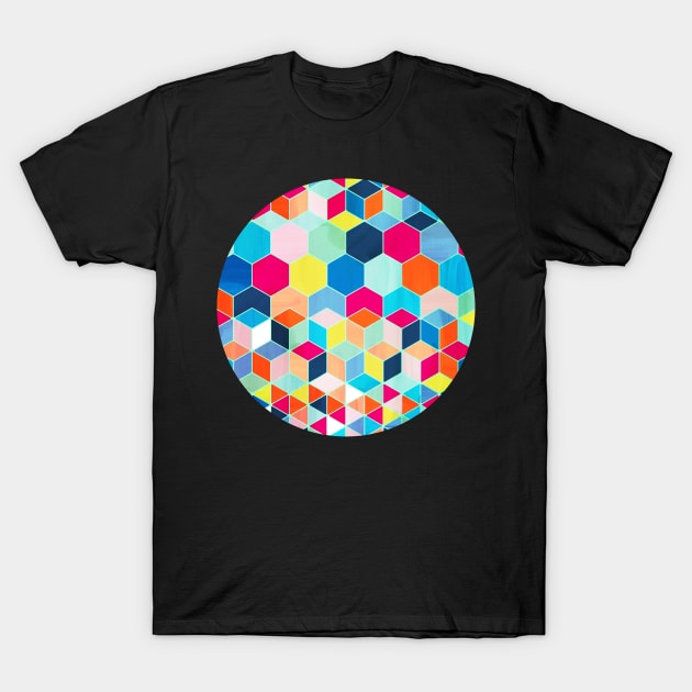 Super Bright Color Fun Hexagon Pattern T-Shirt by micklyn